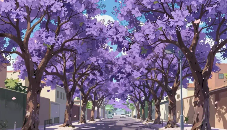 Visual representation of "jacaranda" - It is a tropical tree with purple or blue flowers that is usually grown for its ornamental value.