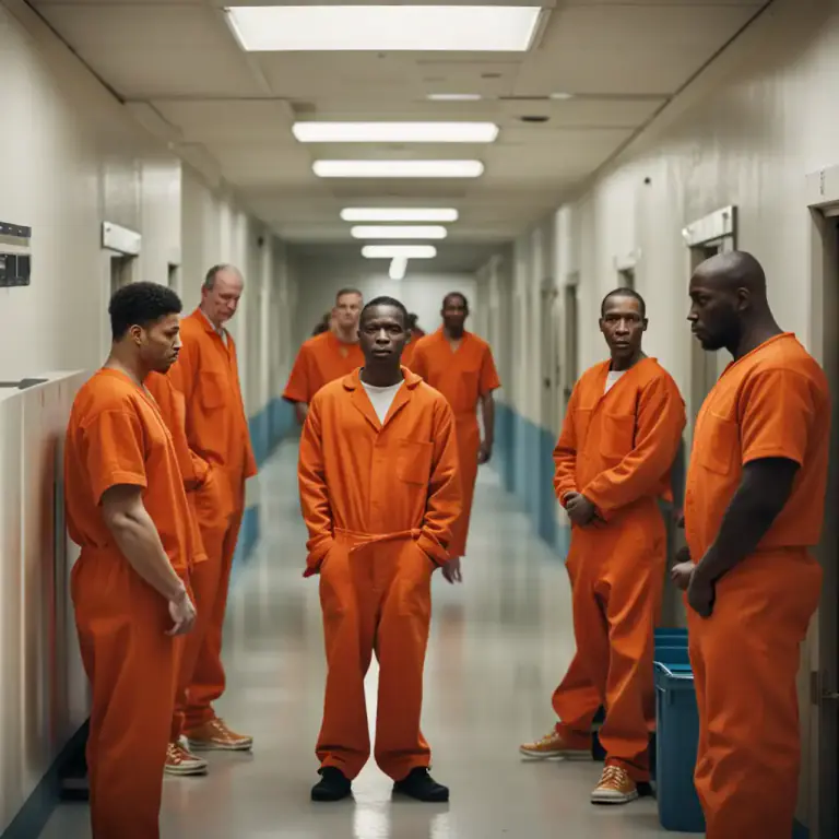 Visual representation of "jumpsuit" - A one-piece garment worn by prisoners or mechanics.