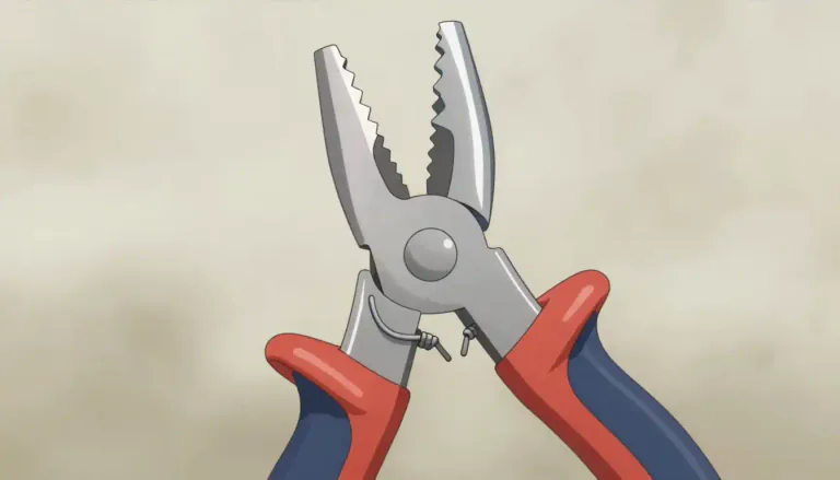 Visual representation of "pliers" - A tool with two handles and two levered jaws, used to grip and bend small objects tightly