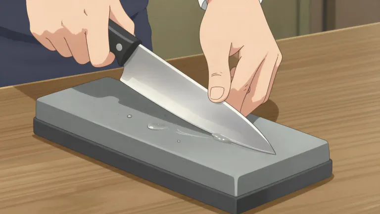 Visual representation of "whetstone" - A stone used for sharpening knives and other tools.