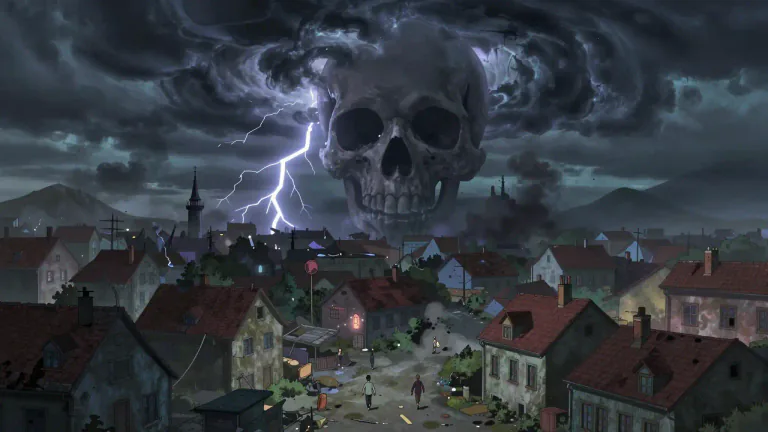 Visual representation of "doom" - An event causing terrible suffering, like death or destruction