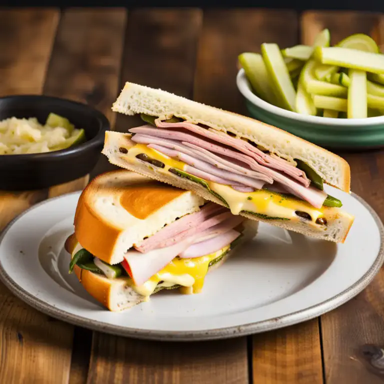 Visual representation of "cuban" - A type of sandwich made from ham, cheese and pickles in a Cuban bread