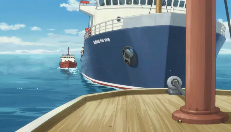 Visual representation of "astern" - Towards the rear end of a ship or aircraft