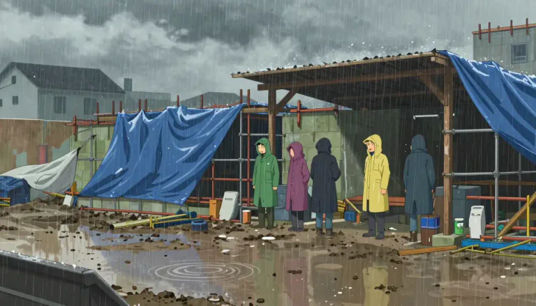 Visual representation of "inclement" - unpleasantly cold or wet