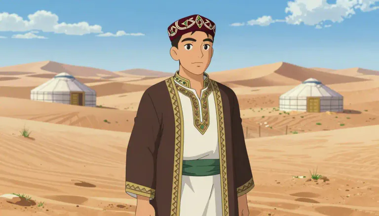 Visual representation of "turkmen" - A member of a Turkic ethnic group living mainly in Turkmenistan.