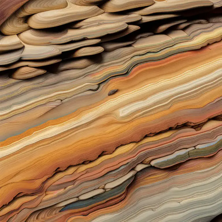 Visual representation of "stratification" - The formation or deposit of layers of a particular substance within an object or area