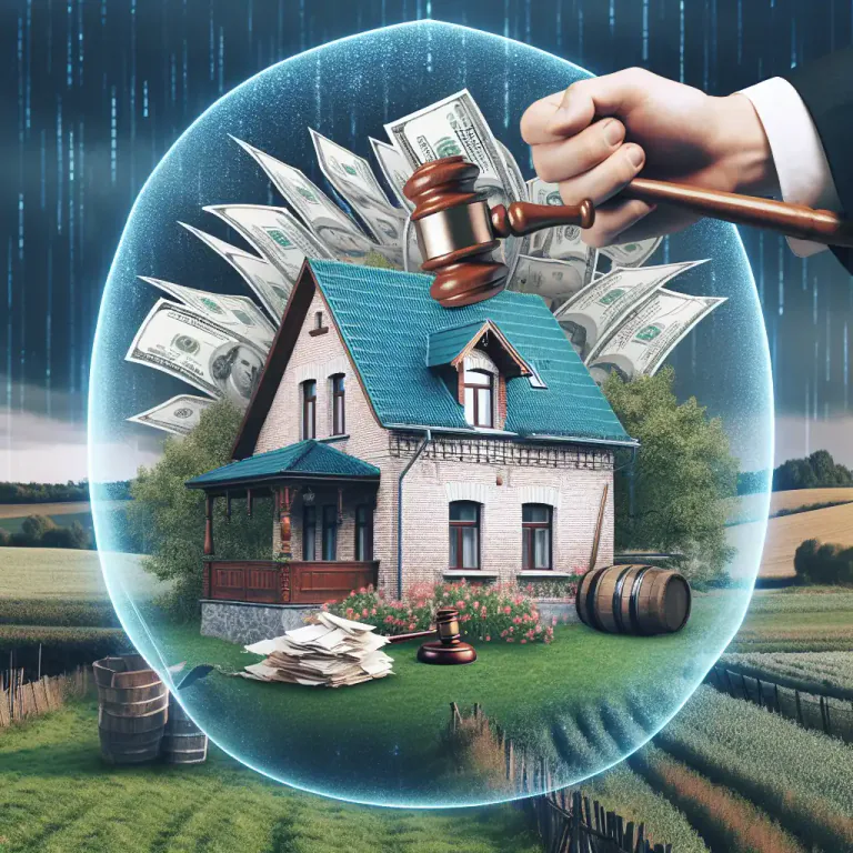 Visual representation of "homestead" - A law that says a person's house and land are protected from being taken by creditors.