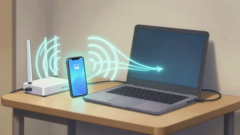 Visual representation of "wifi" - A system that allows electronic devices to connect to the internet using radio waves instead of wires.