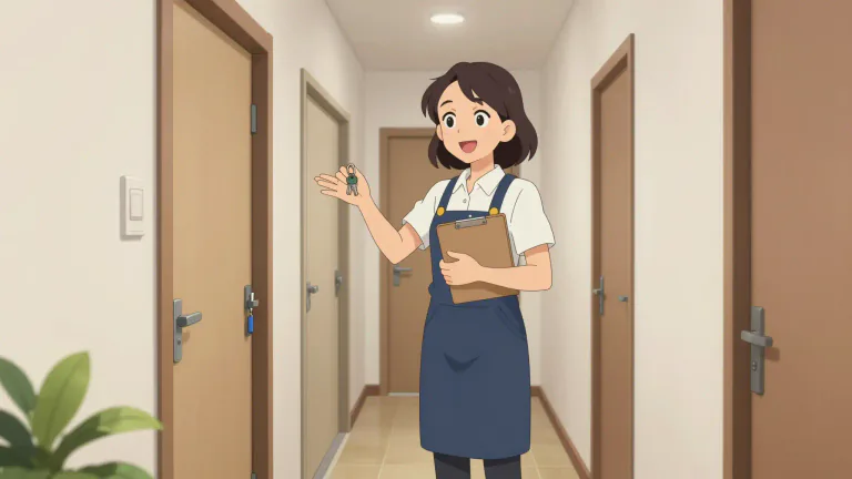 Visual representation of "landlady" - A woman who owns a house, apartment, or other place and rents it to people.