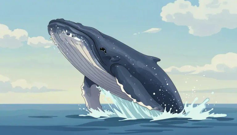 Visual representation of "humpback" - A large whale with a hump on its back, known for its acrobatic behavior.