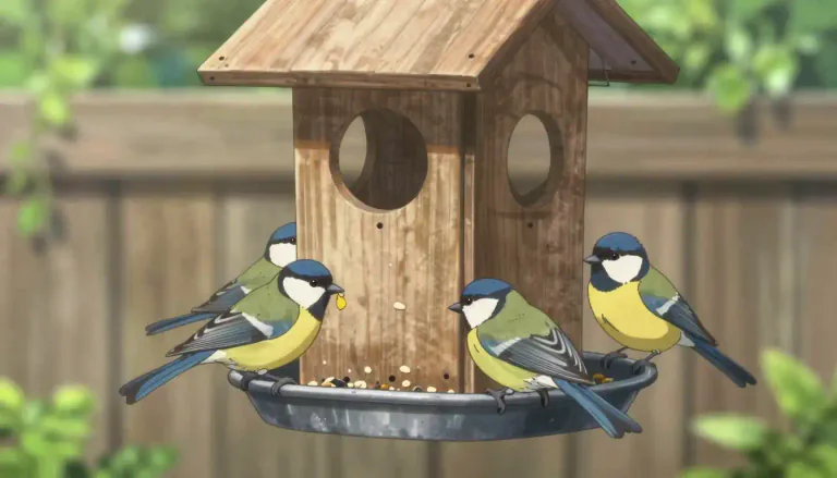 Visual representation of "birdfeeder" - A container or device from which birds can be fed, often placed in gardens or parks.