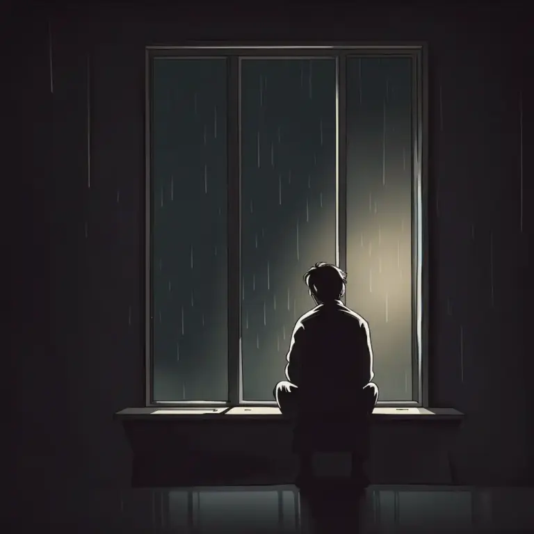 Visual representation of "at a low ebb" - Feeling low or depressed