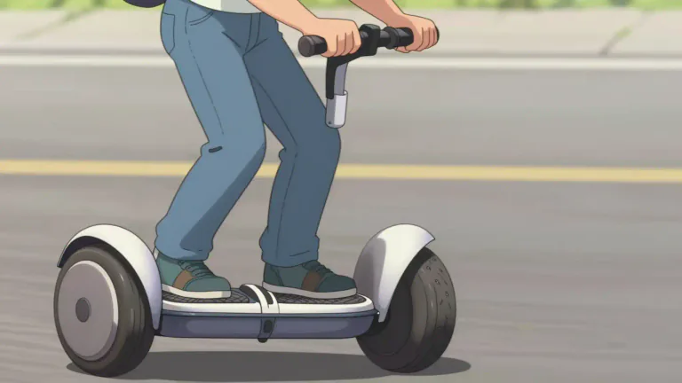 Visual representation of "segway" - A two-wheeled, self-balancing personal transport vehicle that is operated by the user leaning forward or backward.