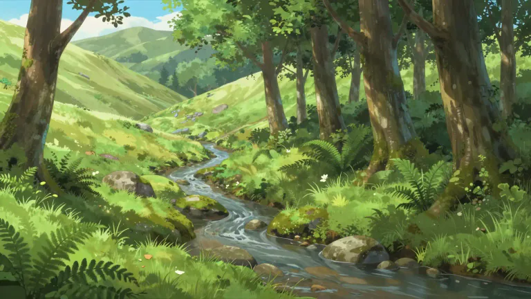 Visual representation of "dingle" - A small wooded valley or dell, typically one that is secluded and picturesque.