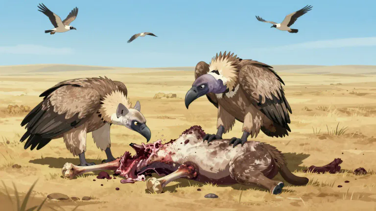 Visual representation of "scavenger" - An animal that feeds on dead and decayed material