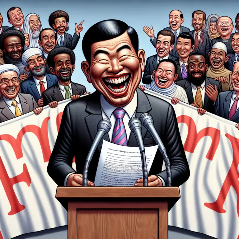 Visual representation of "lampoon" - A piece of writing, a cartoon, etc., that publicly makes fun of someone or something, often in a humorous or sarcastic way.