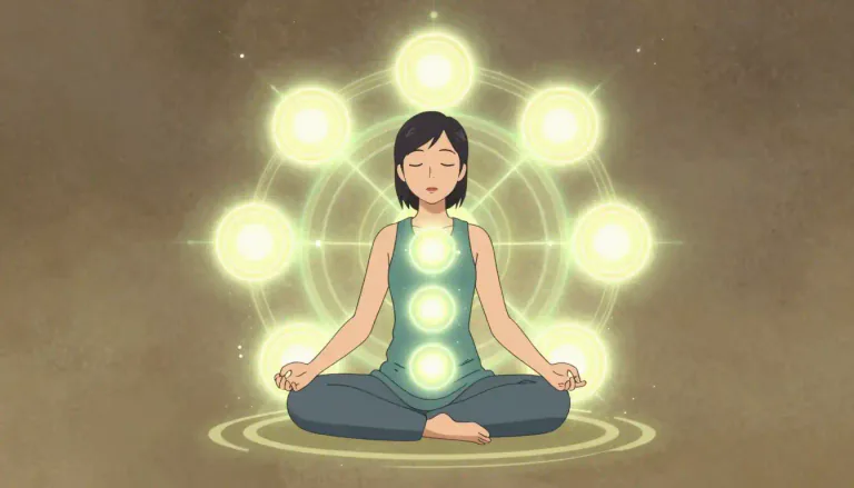 Visual representation of "chakra" - In yoga practices, chakras are seen as focal points for energy and meditation.