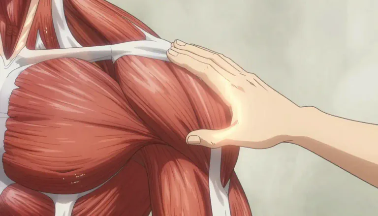 Visual representation of "myofascial" - Relating to the muscles and the fascia, the connective tissues surrounding them.