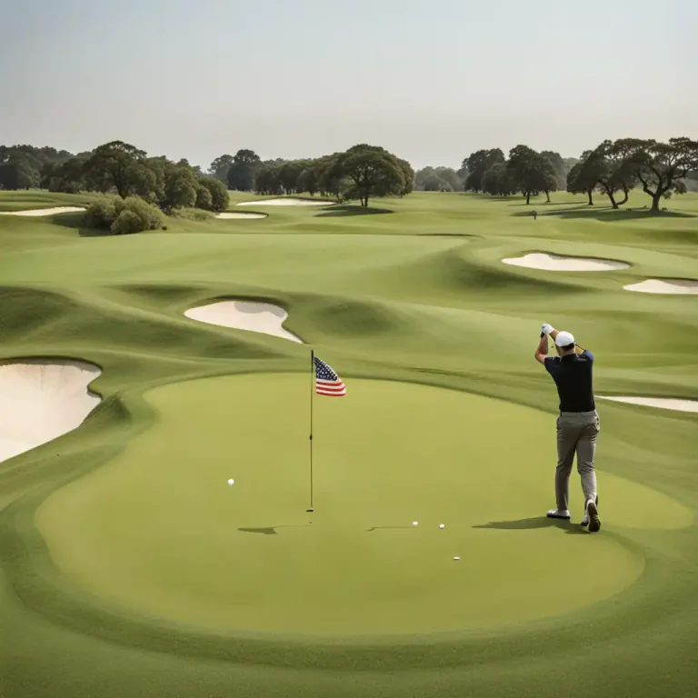 Visual representation of "green" - The area of grass where you play golf