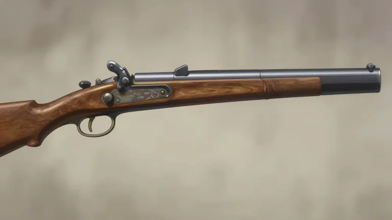 Visual representation of "arquebus" - A type of gun that was used in the past, which had a long barrel and was fired using a match or flint.