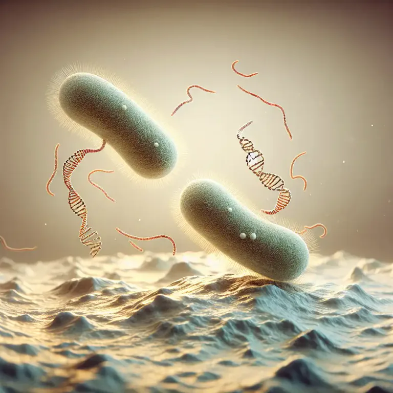 Visual representation of "conjugation" - In biology, the process by which two organisms exchange genetic material.