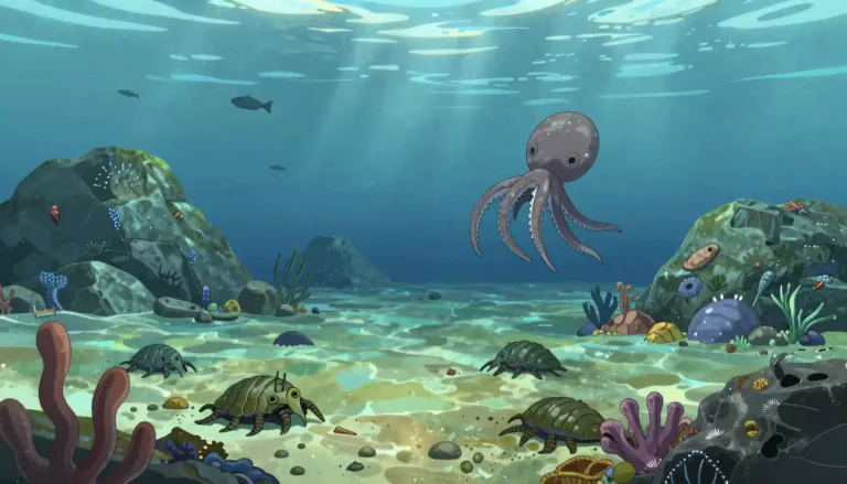 Visual representation of "ordovician" - Of or relating to the geologic period that lasted from about 485.4 to 443.8 million years ago, known for the diversification of marine life.