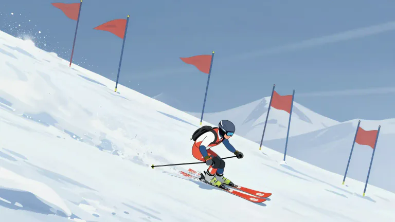 Visual representation of "slalom" - A type of race in skiing or boating in which competitors must navigate through a series of obstacles.