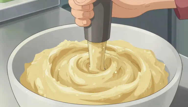 Visual representation of "puree" - A soft, creamy substance made by crushing or blending food
