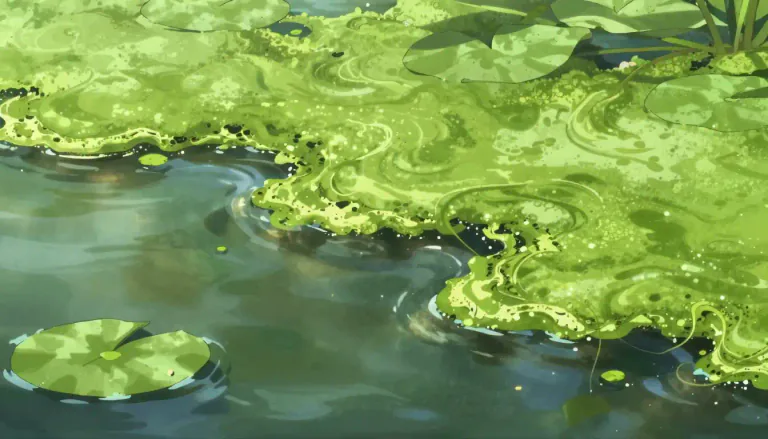 Visual representation of "algal" - Related to algae, a type of water plant.