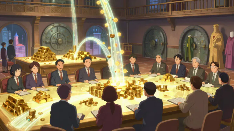 Visual representation of "finance" - The management of large amounts of money, especially by governments or large companies