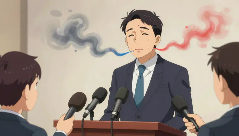 Visual representation of "equivocate" - To speak or act in a way that is not clear, in order to avoid saying anything definite or committing oneself.