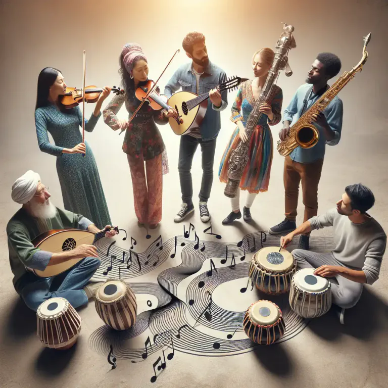 Visual representation of "music" - An art form that uses sound to express ideas and emotions