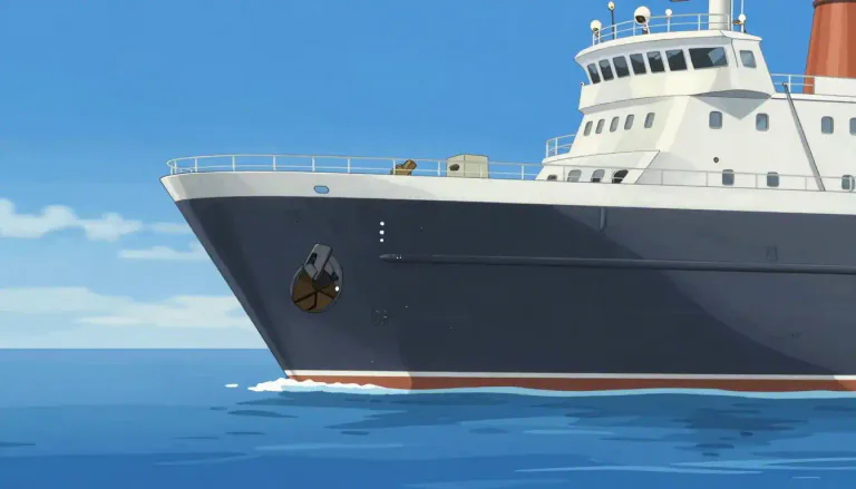 Visual representation of "freeboard" - The distance between the waterline and the upper deck of a ship, indicating how much of the vessel is above the water.