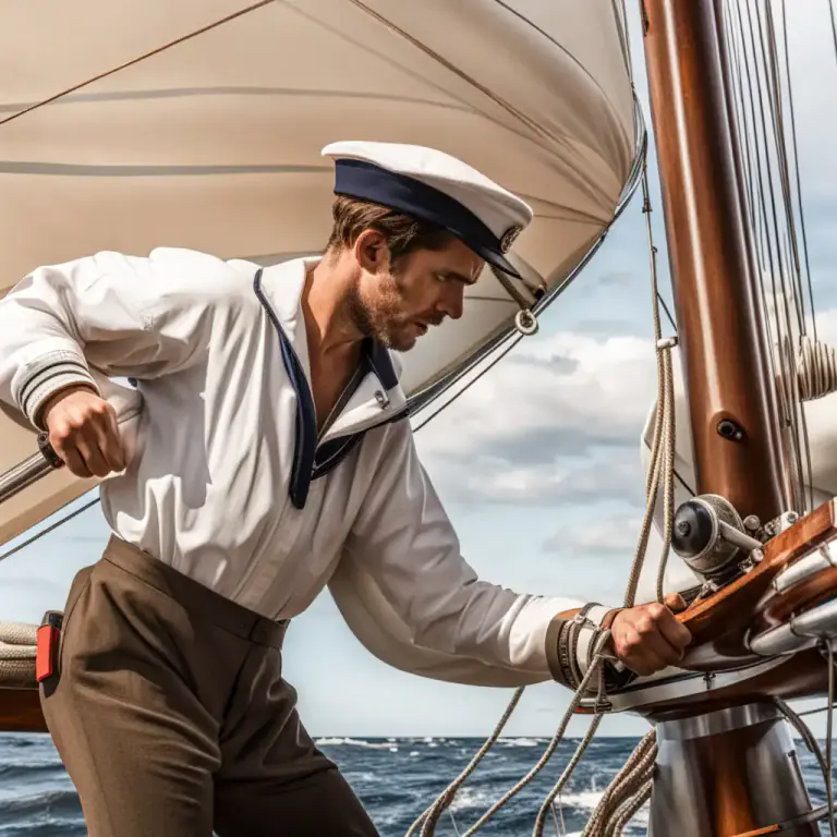 Visual representation of "traveller" - In sailing, a device for adjusting a sail's position in relation to the wind.