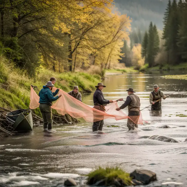 Visual representation of "seine" - To catch (fish) with a seine.