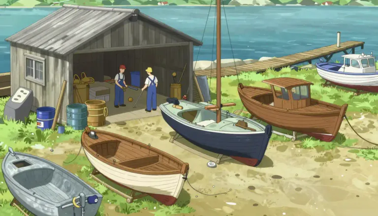 Visual representation of "boatyard" - A place where boats are built, repaired, or stored.