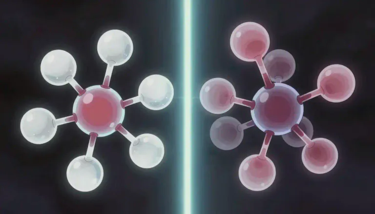 Visual representation of "enantiomer" - An enantiomer is one of a pair of chemical compounds that are mirror images of each other but cannot be superimposed.