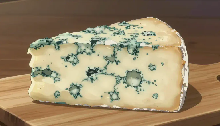 Visual representation of "gorgonzola" - Gorgonzola is a type of blue cheese made from cow's milk, known for its blue-green veins of mold and strong taste.