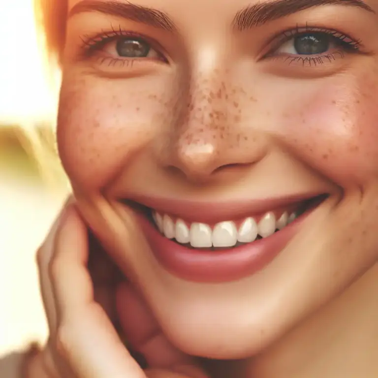 Visual representation of "freckle" - To mark or become marked with freckles or small brown spots.