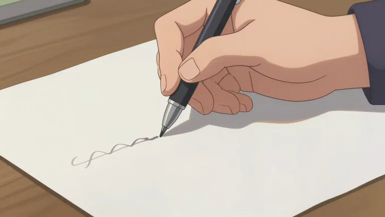 Visual representation of "write" - To make letters or numbers on a surface, especially with a pen or pencil