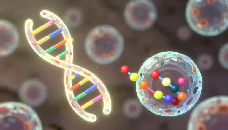 Visual representation of "ribonucleic" - A type of acid that is found in living cells, involved in the synthesis of proteins.