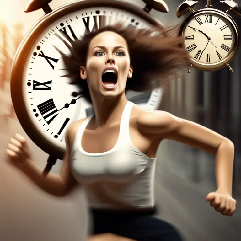 Visual representation of "in a hurry" - Moving quickly because you need to do something soon