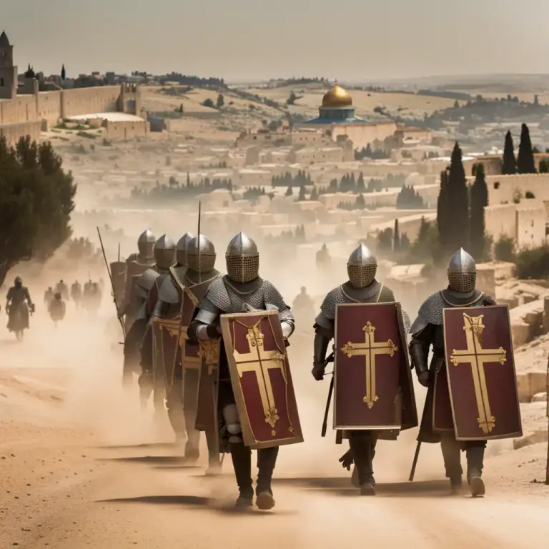 Visual representation of "crusader" - A member of the military expeditions undertaken by Christian powers in the 11th, 12th, and 13th centuries to win the Holy Land from the Muslims