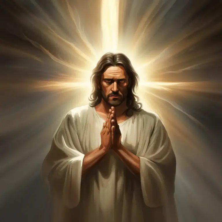 Visual representation of "in the name of somebody/something" - To request or pray, invoking the power or authority of a holy person or divine entity.