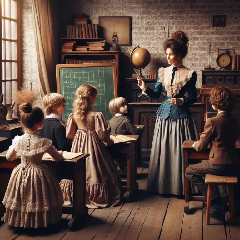 Visual representation of "schoolmistress" - In old times, a woman who ran a private school at her home