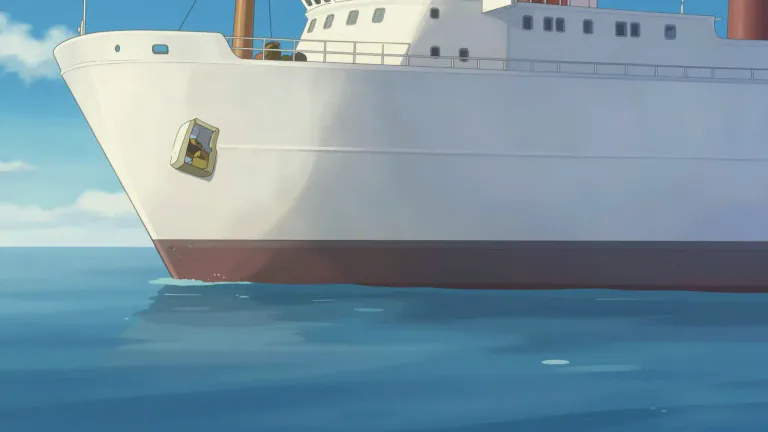 Visual representation of "waterline" - The line where the surface of the water meets a ship, wall, etc.