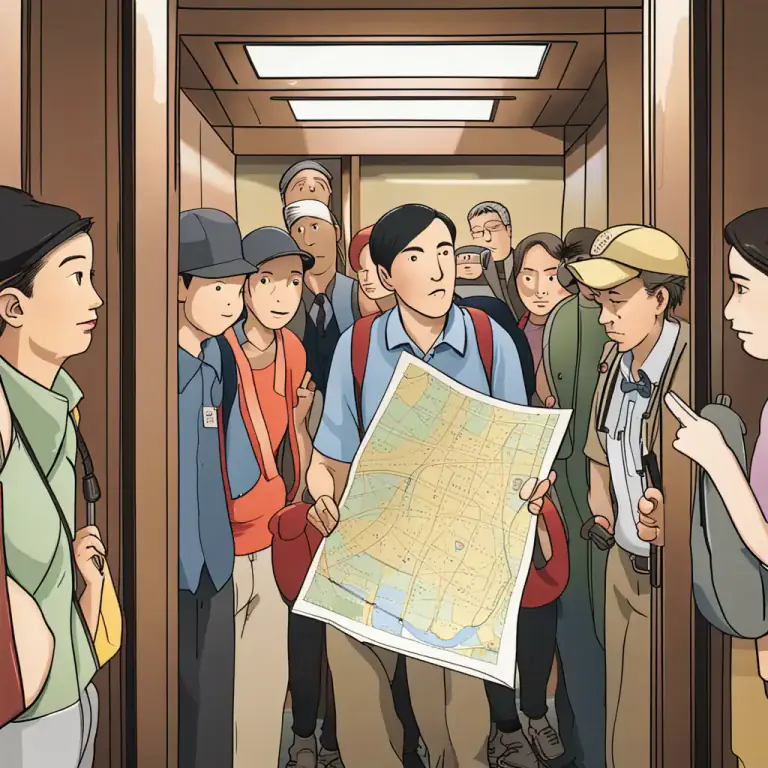 Visual representation of "crowd into" - To push or hurry someone into a place or situation