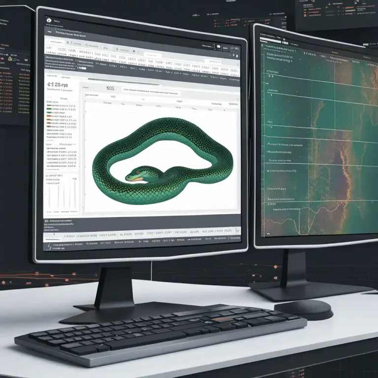 Visual representation of "anaconda" - Anaconda is a software distribution for Python and R programming languages for large-scale data processing, predictive analytics, and scientific computing.