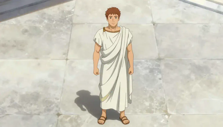 Visual representation of "toga" - A long, loose outer garment worn by the ancient Romans.