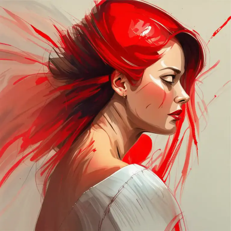 Visual representation of "flush" - To turn red in the face, usually because of strong emotions such as embarrassment or excitement.